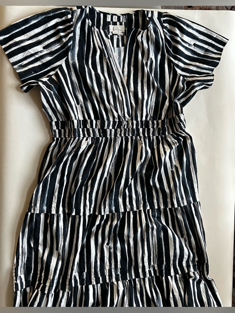 Anthropologie Black and White Striped Tiered Midi Dress size 3X - Picture 4 of 11